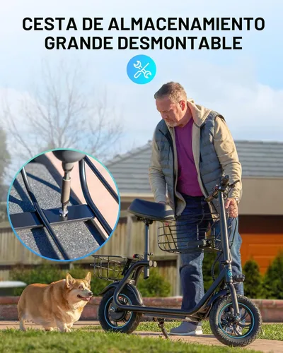 Vista 5 de URBANMAX Electric Scooter with Seat for Adult,550W Motor,Up to 18.6 MPH,Max Range 20 Miles,Includes Ample Storage Basket for Pets Dogs Items