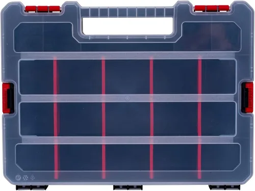 Vista 6 de Caja organizadora de bandeja profunda, estuche de almacenamiento de herramientas resistente con 15 tazas extraíbles, herrajes, plomería, contenedor