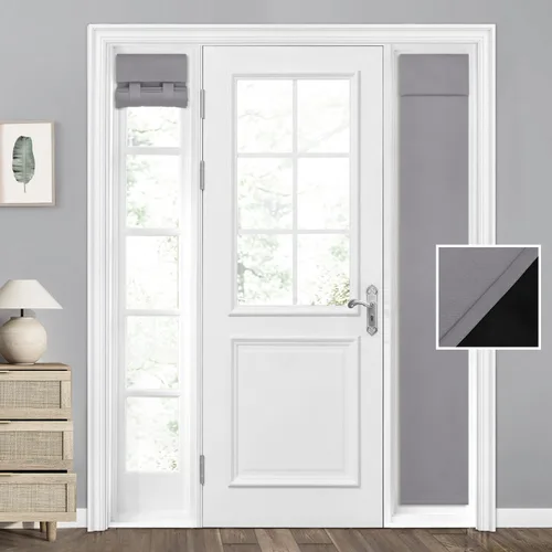 Vista 30 de HOMEIDEAS Cortinas 100% Opacas para Luces Laterales de Puerta Principal, Cubierta de Ventana de Puerta de Aula, Persianas de Privacidad