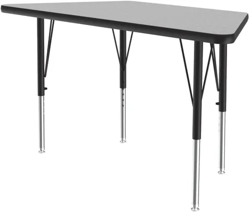 Correll - Mesa de actividades con forma trapezoidal de 24 x 48 pulgadas, altura ajustable, laminado duradero de alta presión de granito gris Gris