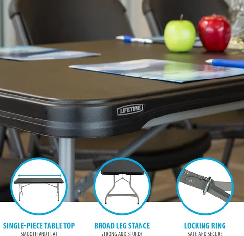 Vista 5 de Lifetime Products 280350 Mesa plegable apilable comercial, 6 pies, color negro