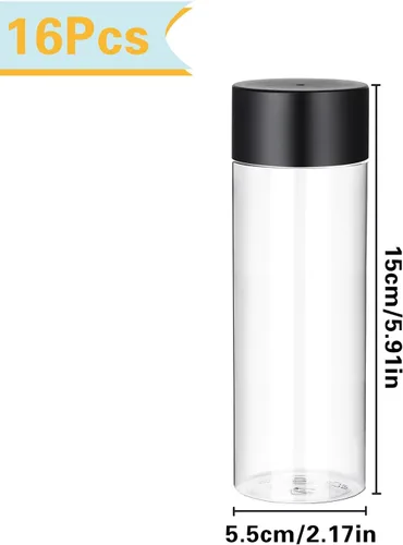 Vista 2 de 16 botellas sensoriales vacías con tapas, 10 onzas, de plástico transparente, reutilizables, a prueba de fugas, decorativas, para manualidades