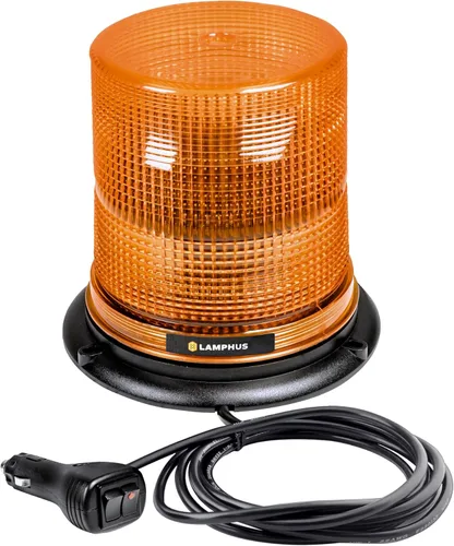 Vista 12 de Mini-Aura 4" 12V - 24V 4W Luz de baliza LED ÁMBAR de advertencia estroboscópica [Clase SAE 3] Montaje magnético o permanente Cúpula baja redonda