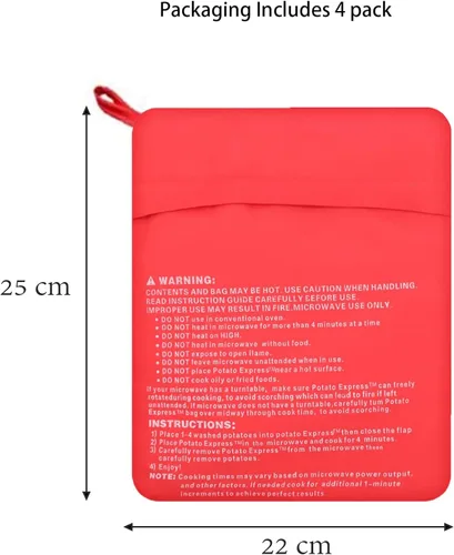 Vista 2 de Paquete de 4 bolsas de papas al horno para microondas, bolsa reutilizable y olla para papas perfectas en 4 minutos, accesorio de cocina rápido