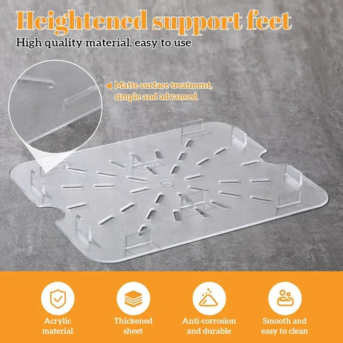 Vista 4 de Zubebe 6 piezas de estante de drenaje de plástico para tamaño bandeja de alimentos transparente rejilla de plástico acrílico bandejas de drenaje