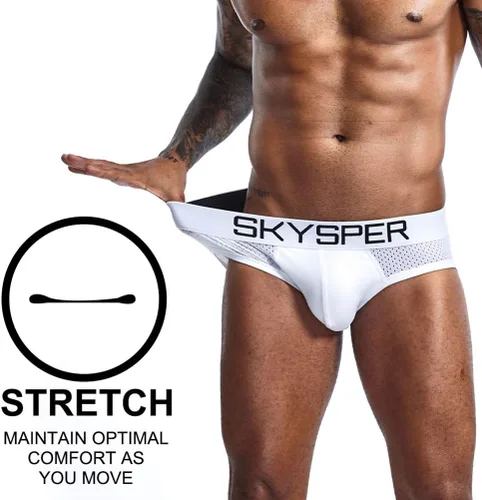 Vista 3 de SKYSPER Suspensorio de malla transpirable para hombre, 2 piezas, 3 piezas, 4 piezas, ropa interior masculina, partidarios atléticos para hombres