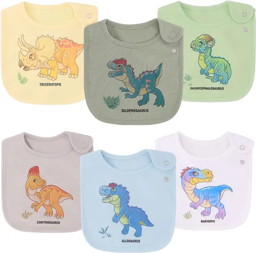 Vista 12 de Maiwa - 6 paquetes de baberos impermeables de algodón para bebés, niñas y niños, con broches para babeo y alimentación