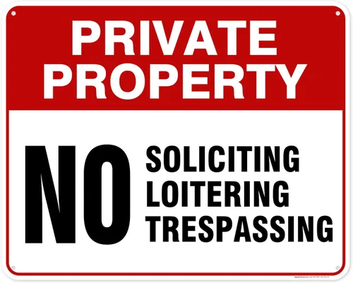 Vista 16 de Private Property No Trespassing No Loitering No Soliciting Letrero, 7 x 10 pulgadas, aluminio 040 libre de óxido, resistente a la decoloración