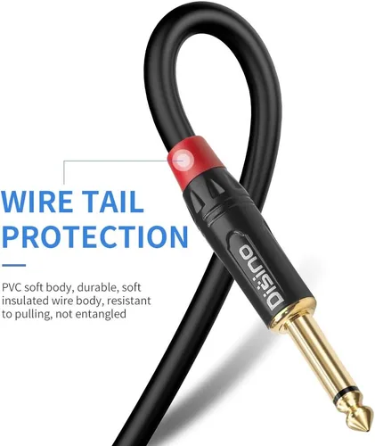 Vista 2 de Disino - Cable TS de 1/4 pulg. a TRS de 1/8 pulg., cable adaptador de conexión estéreo TRS de 1/8 pulg. (3.5mm) a TS mono de 1/4 pulg., cable
