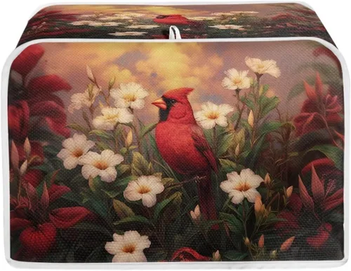 Vista 35 de Talayituse Cubierta para tostadora con estampado de flores de gato, ranura ancha de 2 rebanadas, cubierta ligera para tostadora, protección contra