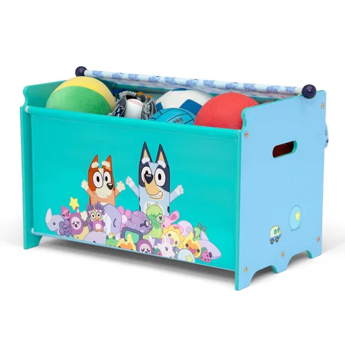 Vista 4 de Delta Children – Caja de juguetes Bluey con tapa de tela retráctil