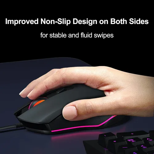 Vista 3 de Tmd Touch Redimp - Mouse para juegos con cable para PS4 Xbox One PC y laptop juegos y trabajo botones laterales y luces LED retroiluminadas negro