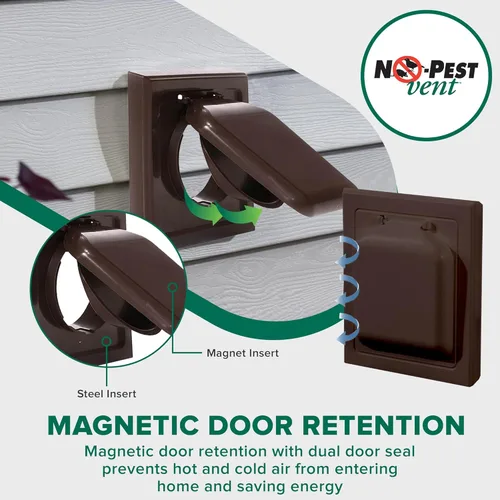 Vista 7 de NO-PEST VENT MetalGuard – Cubierta de ventilación exterior para secadora de doble puerta, 4 pulgadas, acero resistente con recubrimiento en polvo