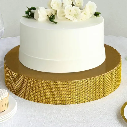 Vista 13 de Efavormart 14 pulgadas de oro, plato elevado para pasteles redondo de metal con relieve, soporte para postres para bodas, cumpleaños y fiestas