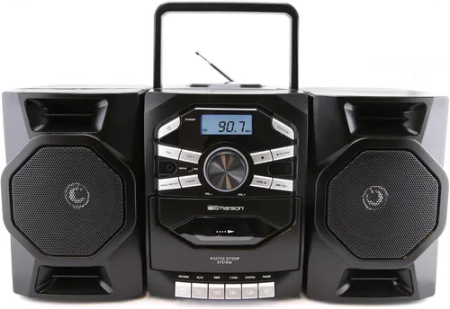 Emerson Reproductor de CD portátil Boombox con reproductor de cassette, grabadora de cinta, radio AM/FM, entrada AUX, altavoces desmontables,