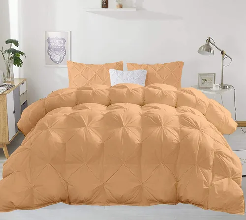 Vista 7 de Juego de edredón plisado para todas las estaciones, 21.16 oz/m², 3 piezas (edredón + 2 fundas de almohada), relleno de edredón de algodón egipcio