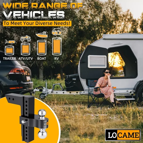 Vista 6 de LOCAME Enganche de remolque ajustable, solo se adapta a receptor de 2 pulgadas, enganche de caída de aluminio de 10 pulgadas, enganche de remolque