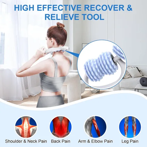 Vista 2 de KESHWELL Rodillo de masaje para celulitis, rodillo de masaje muscular, masajeador de eliminación de celulitis, barra de masaje manual con rodillos