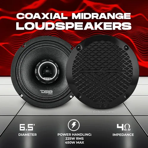 Vista 3 de DS18 PRO-ZT Pro Audio - Altavoces coaxiales de rango medio con tweeter de bala integrado, 4 ohmios, resistente al agua, parrilla de malla metálica