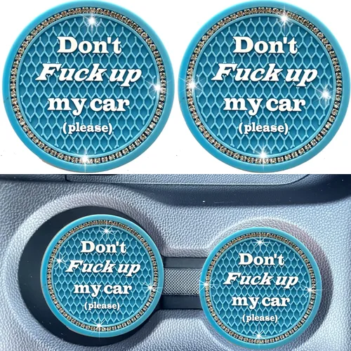 Vista 7 de Juego de 2 posavasos para tazas de coche, accesorios de interior de coche con cristales brillantes, soporte universal para tazas de coche