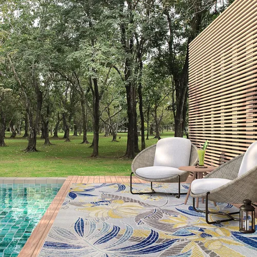 Vista 6 de Leick Home 595249 Song Floral - Alfombra rectangular para interiores y exteriores, 3 x 5 pies