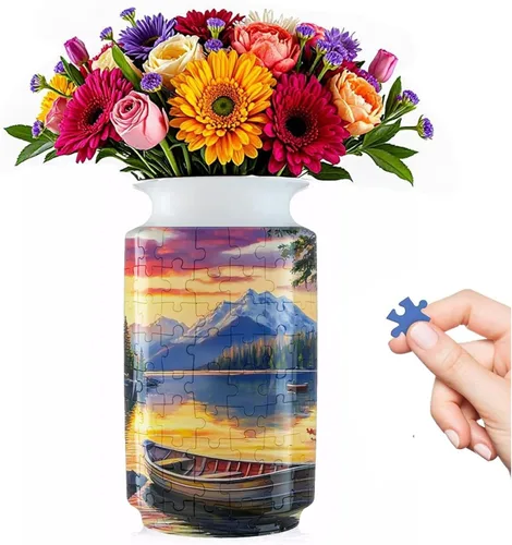 Vista 17 de Rompecabezas 3D para adultos, jarrón de rompecabezas para flores, florero de rompecabezas 3D de 160 piezas, manualidades para adultos, único
