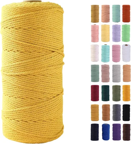 Vista 10 de Cuerda de macramé azul aire de 0.079 in x 220 yardas, cuerda de algodón colorido de algodón suave para colgar en la pared, colgadores de plantas