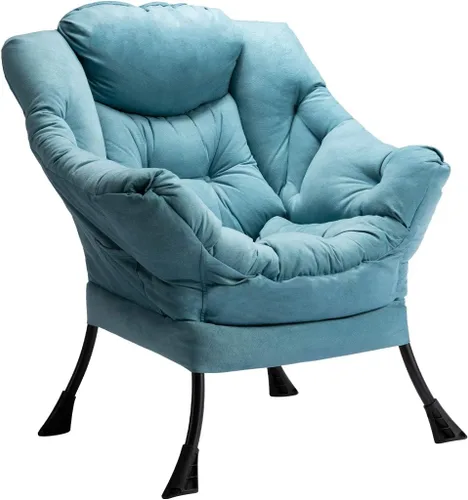 Vista 26 de HollyHOME - Silla perezosa con otomano plegable, sillón de ocio acentuado y cómodo, taburete plegable con reposapiés, sofá de ocio y silla