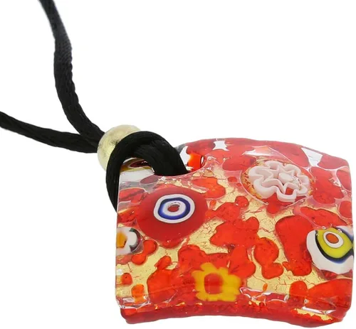 Vista 4 de GlassOfVenice - Juego de collar y pendientes de cristal de Murano con reflejos venecianos - oro rojo