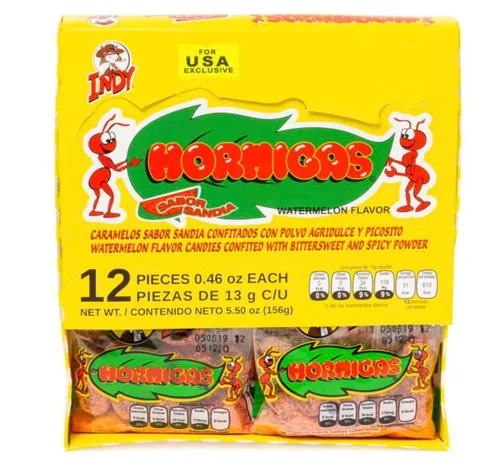 Vista 3 de 2 paquetes – Caramelos mexicanos con sabor a sandía Hormigas con polvo picante, 24