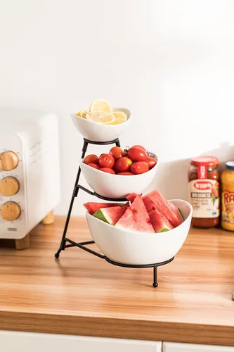 Vista 7 de LAUCHUH Plato de servir para entretenimiento, bandeja de servir de 3 niveles, juego de platos para servir chips y salsas ovalados para Pascua, Día