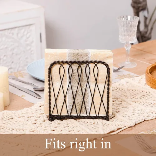 Vista 3 de NIKKY HOME Vendimia Entrelazado Metal Servilletero Decorativo Vertical Pañuelo Dispensador - Negro