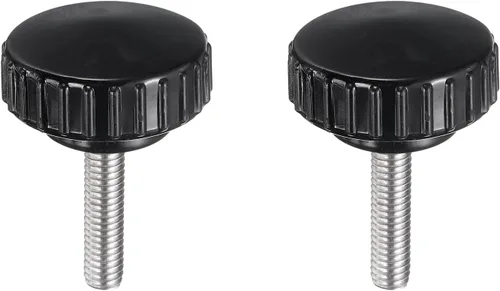 Vista 51 de uxcell 2 perillas de sujeción moleteadas M6 x 0.394 in métricas de acero inoxidable 304 rosca macho tornillo de pulgar en tipo 1.181 in cabeza