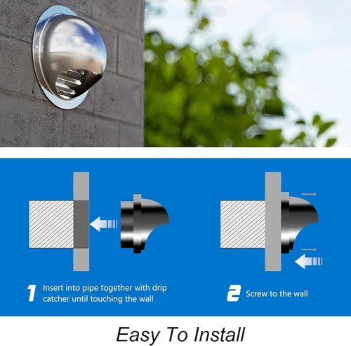 Vista 6 de Salida de ventilación de pared de acero inoxidable 304 de ventilación duradera de 2 a 11 pulgadas, cubierta de ventilación redonda para extractor