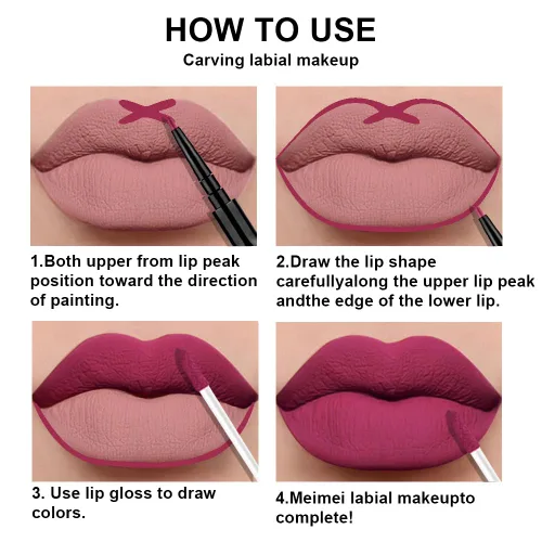 Vista 110 de evpct 1Pcs Lápiz de Labios Mate y Set de Lápiz de Labios Líquido para Mujeres, Lápiz de Labios Mate de Durazno Oscuro Púrpura, Resistente a Manchas