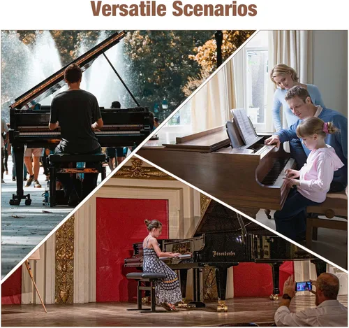 Vista 6 de AW Taburete de banco de piano de altura ajustable, asiento acolchado de madera para teclado con almacenamiento de música, capacidad de peso de 400