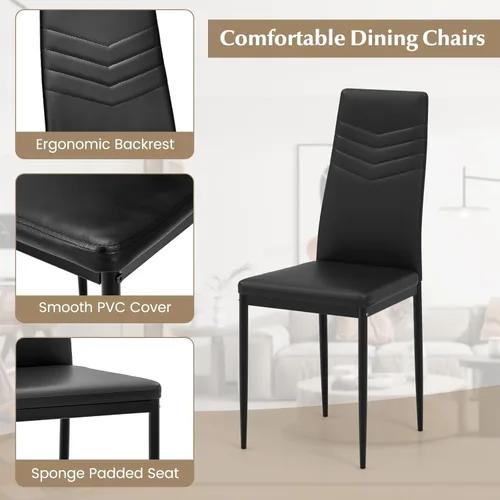 Vista 5 de Giantex Juego de mesa de comedor para 4-6, mesa de cocina rectangular moderna con 4 sillas de comedor de cuero de PVC, juego de comedor que ahorra