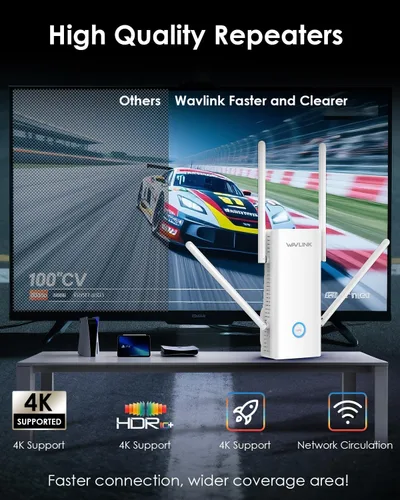 Vista 3 de WAVLINK Extensor WiFi 6 AX3000 - Extensor de Internet Amplificador WiFi con 5 Antenas de Alta Ganancia y Beamforming, Cobertura de Banda Dual