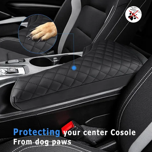 Vista 3 de INTGET Funda de consola central para Chevrolet Chevy Camaro 2016-2022 2023 2024, accesorios de cuero para reposabrazos central, protector de tapa