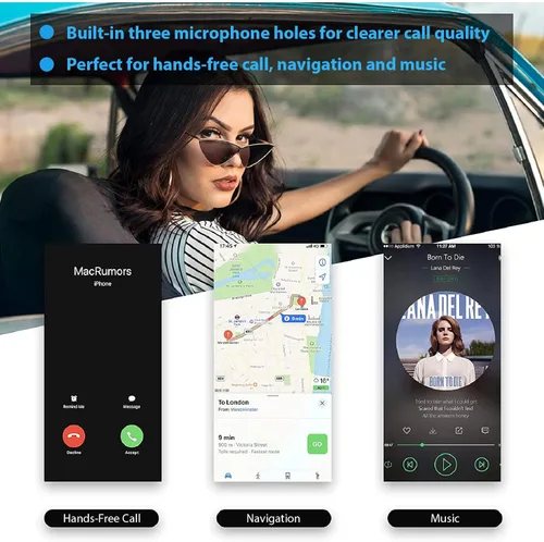 Vista 5 de SONRU Adaptador Bluetooth 5.3 Equipo de Alta Fidelidad para Receptor de Audio Inalámbrico de Coche con Cable AUX de 3.5mm RCA, Cancelación de Ruido