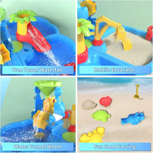 Vista 4 de ConeWhale Sand Water Table for Toddlers, 4 in 1 Sand Table and Water Play Table, Kids Table Activity Sensory Play Table Beach Sand Water Toy for