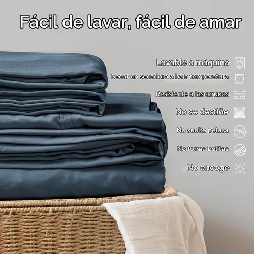 Vista 9 de Juego de sábanas de 100 % viscosa de bambú, tamaño Queen, súper suave, 4 piezas refrescantes para personas que duermen con calor, absorción