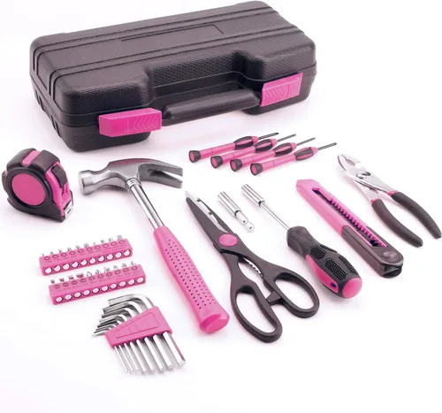 Vista 2 de 40-Piece All Purpose Household Pink Tool Kit for Girls, Ladies and Women - Includes All Essential Tools for Home, Garage, Office and College