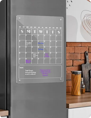 Vista 4 de Acrylic Magnetic Monthly Weekly Calendar for Fridge,2 Set Clear Magnetic Board Calendar for Fridge, Reusable Planner Whiteboard Calendar Includes 6