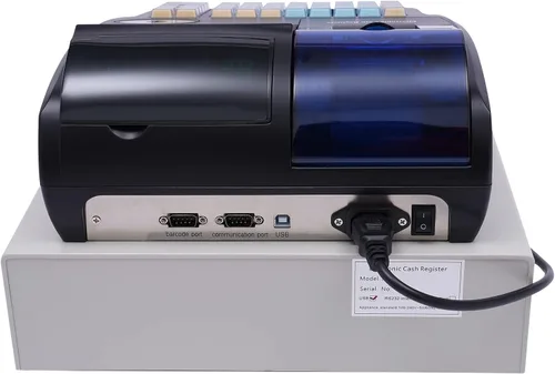 Vista 7 de Sistema POS electrónico de caja registradora con teclado de 48 teclas y cajón bandeja de efectivo e impresora térmica para pequeñas empresas