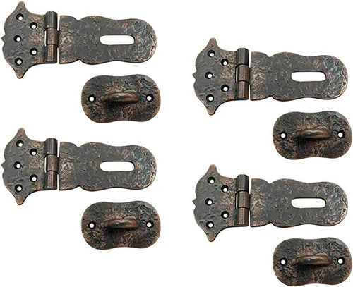 Vista 10 de Adonai Hardware "Paran" Cerrojo de bloqueo de seguridad de latón resistente (4 pulgadas x 2 unidades, latón satinado) para cofre del tesoro