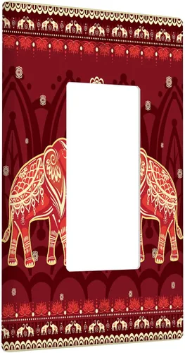 Vista 2 de Placa de interruptor de luz de elefante indio de 1 banda, placa de pared basculante individual, placa decorativa eléctrica GFCI para decoración