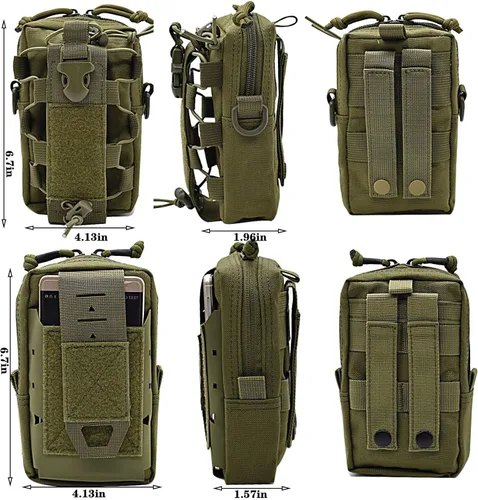 Vista 2 de Bolsa táctica multiusos EDC Molle para la cintura, bolsa para cinturón para teléfono celular, funda para teléfono celular, funda para camping