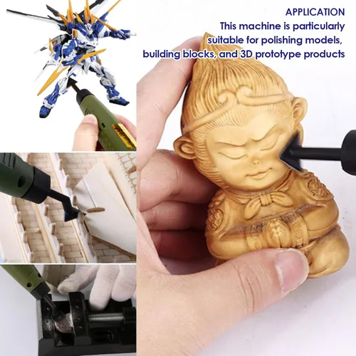 Vista 2 de Pluma de lijado P‑500‑15 Mini lijadora con detalle de bricolaje Micro máquina pulidora para lijar, perforar, grabado, grabado, enchufe de EE. UU.