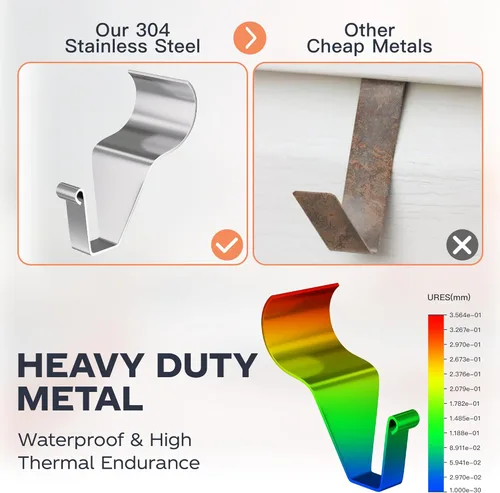 Vista 5 de Cozcty Ganchos laterales de vinilo, paquete de 8, clips laterales sin perforar para colgar decoraciones al aire libre y luces de cadena, perchas